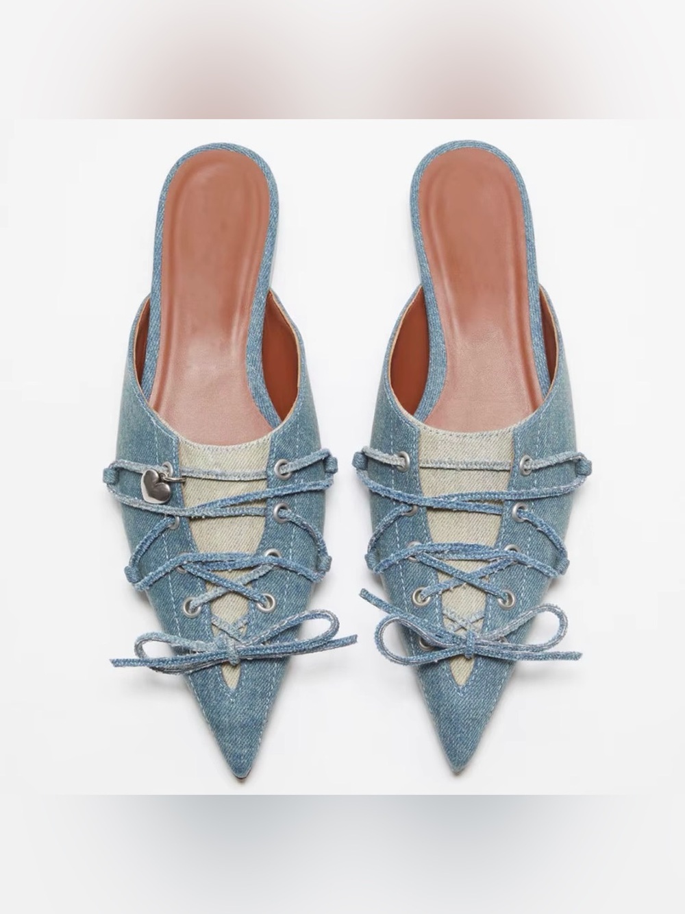 NWT Luxury Flat Denim Slippers Mule Sz 7